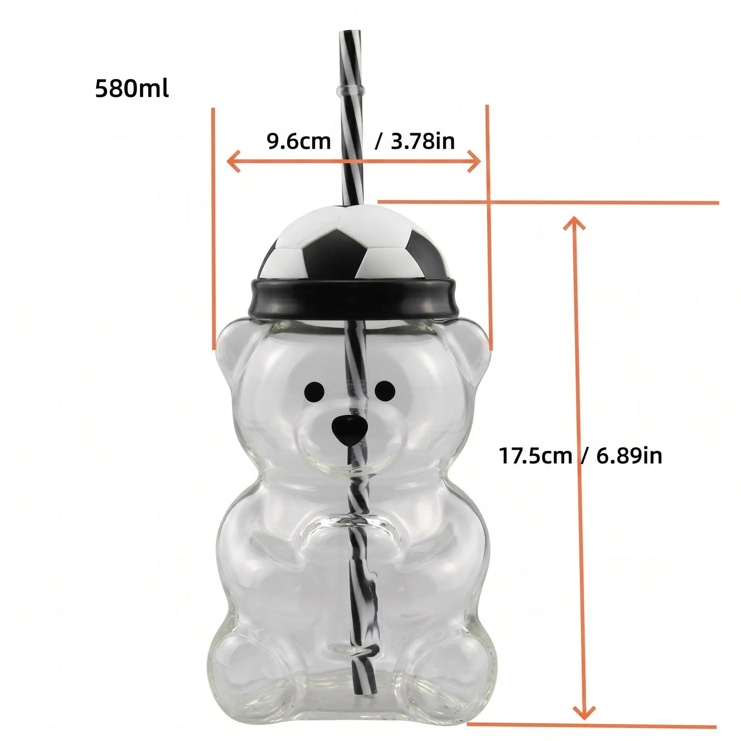 20oz Cute Bear Soccer Cup – Fun Sports-Themed Drink Bottle for Kids, Teens & Adults – School, Parties, Travel & Everyday Hydration