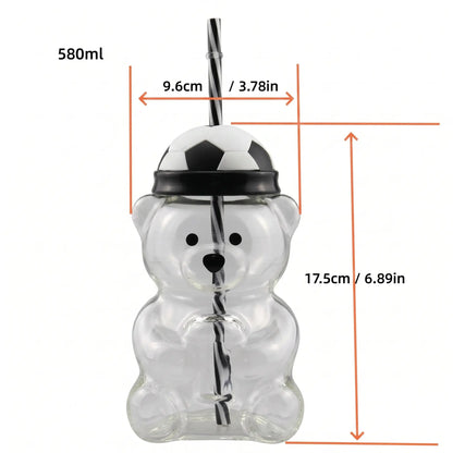 20oz Cute Bear Soccer Cup – Fun Sports-Themed Drink Bottle for Kids, Teens & Adults – School, Parties, Travel & Everyday Hydration
