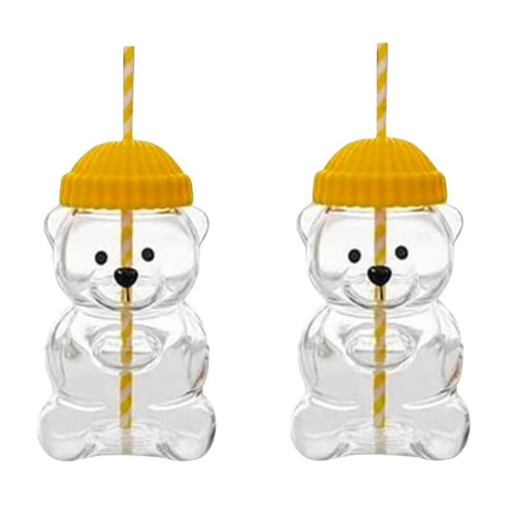 Viral Bearista Cold Cup for 2026 Holiday Collection Nostalgia Cute Bear Cup With Striped Straw 20oz High-Quality Glass Tumbler for Smoothies Boba & Beverage  Iced Coffee Glass Gifts colorful glass cup practical gift