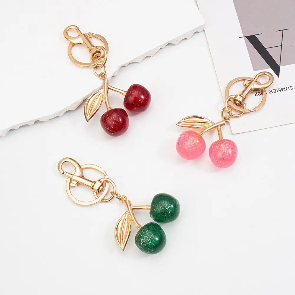 Cute Cherry Design Keychain, Bag Charms, Fashionable Alloy Keychain for Women & Girls, Trendy All-match & Exquisite Keychain for Birthday Gift