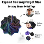 3D Printed Expanded Sensory Fidget Star, New Stress Relief Sensory Whirling Spiral with Handle, Very Satisfying Sight and Sound with Hypnotizing Visual Fidget Toy