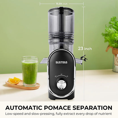 SUSTEAS Cold Press Juicer, 5.3 Inch Large Feed Opening, Slow Masticator Chute, For Whole Vegetables and Fruits, High Yield, Easy to Clean Springtok Steel,summerwins summerwins