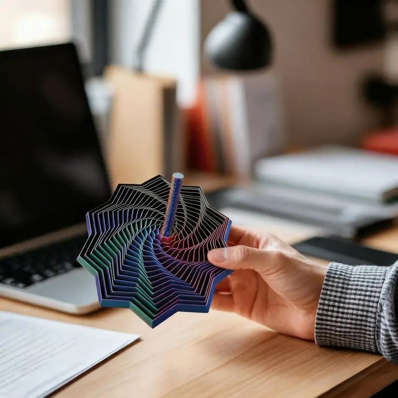3D Printed Expanded Sensory Fidget Star, New Stress Relief Sensory Whirling Spiral with Handle, Very Satisfying Sight and Sound with Hypnotizing Visual Fidget Toy