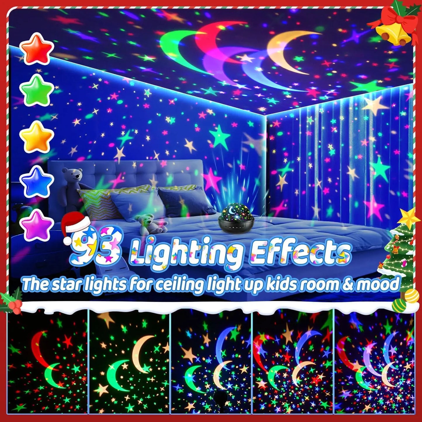 OneFire Night Light for Kids ball 93 Lighting+3 Films Kids Night Light Projector,Remote+Dimmable Star Projector dinosaur toys 360° Ceiling Stars Glow in The Dark Stars,Christmas Gifts for 4 Year Old Boy Birthday Gift Remote Controlled