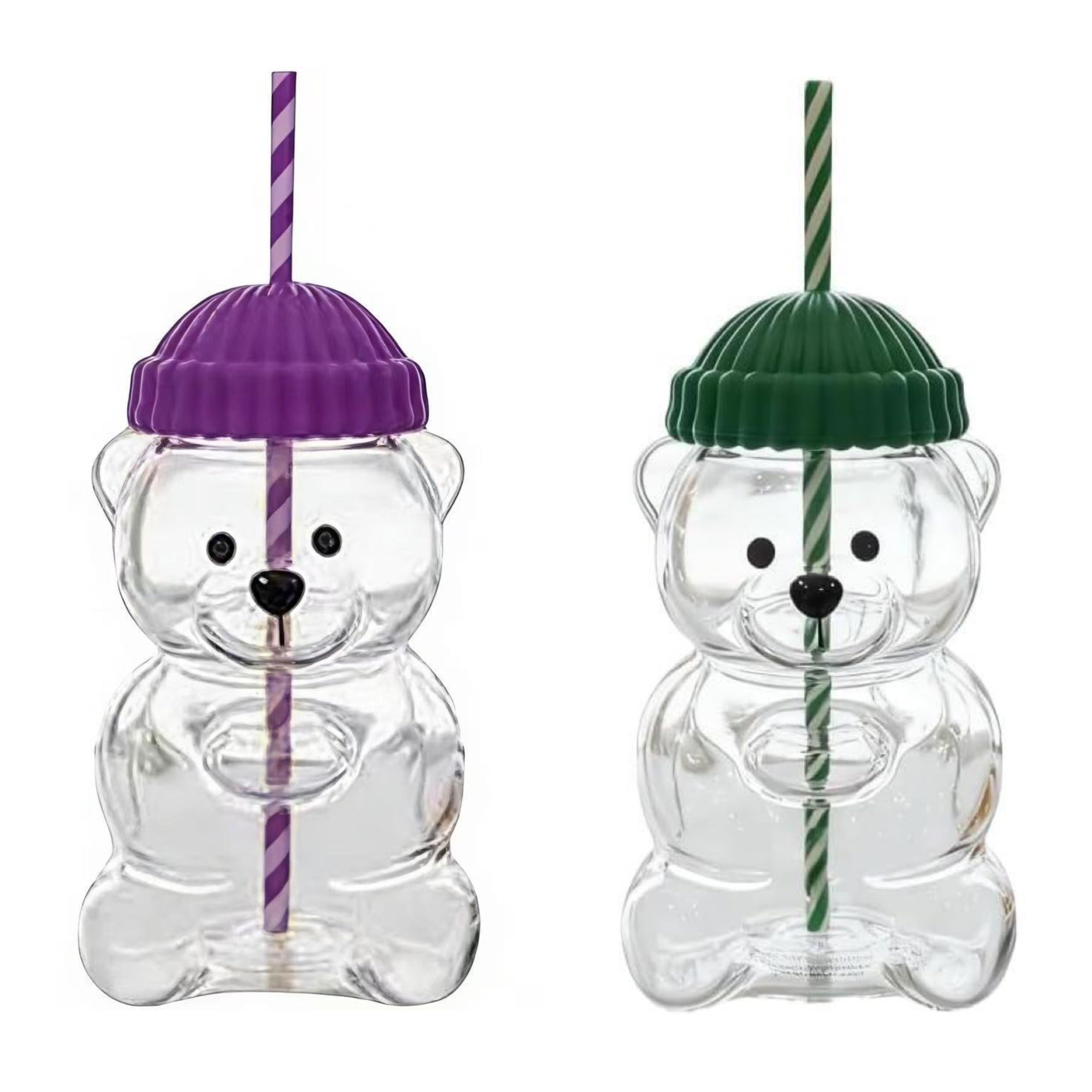 Viral Bearista Cold Cup for 2026 Holiday Collection Nostalgia Cute Bear Cup With Striped Straw 20oz High-Quality Glass Tumbler for Smoothies Boba & Beverage  Iced Coffee Glass Gifts colorful glass cup practical gift