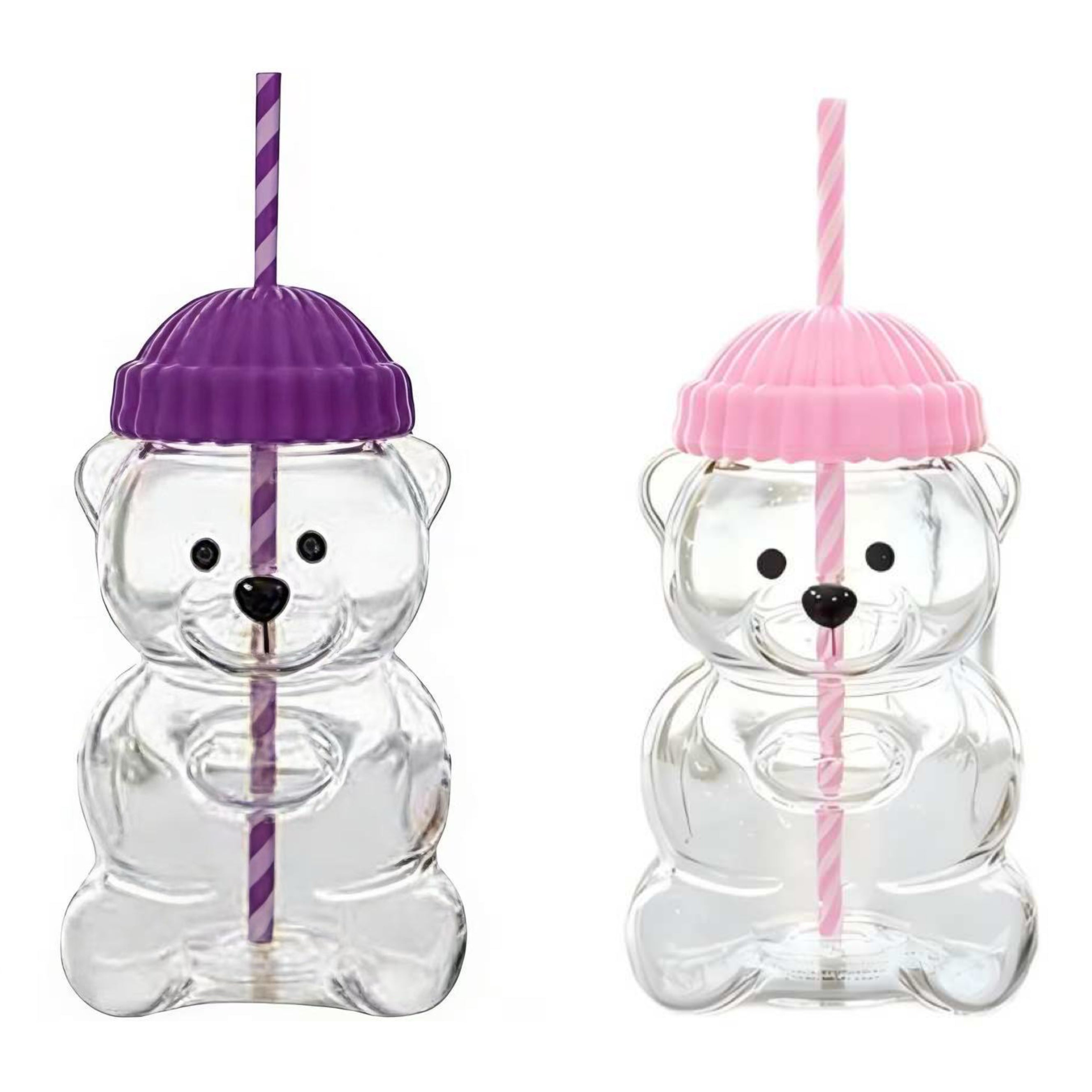 Viral Bearista Cold Cup for 2026 Holiday Collection Nostalgia Cute Bear Cup With Striped Straw 20oz High-Quality Glass Tumbler for Smoothies Boba & Beverage  Iced Coffee Glass Gifts colorful glass cup practical gift
