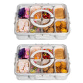 Snackle Box Container with Lid Travel Charcuterie Box with Handle Organizer for Candy, Fruit, Nuts, Veggies, Snacks, Beach Essentials, Portable Lunch Box (Pink, Blue, White)