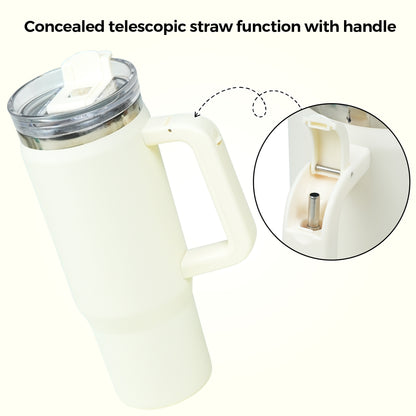Tradeysum 30 oz Tumbler with Handle and Hidden Straw, Vacuum Insulated Stainless Steel Water Bottle with 2-in-1 Lid, Leak-Proof Reusable Iced Coffee Mug, Car Cup Holder Friendly for Gym, Travel & Office