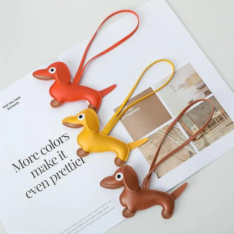 Dog bag ornament, suitable for wallets and handbags - cute PU sausage dog key ornament Stylish Backpack Charm Street Style Charm