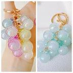 2PCS/3PCS/5PCS Grape Keychains, Creative Cute Bubble Jelly Grape Cluster Keychain Emulational Fruit Car Key Students' School Bag Pendant Gift