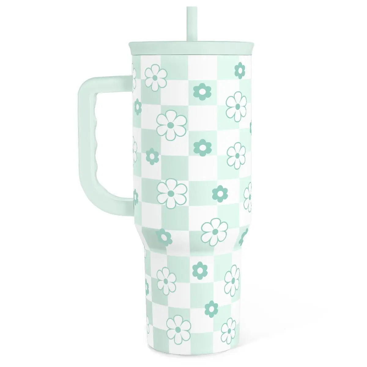 SANDJEST 40oz Summer Insulated Stainless Steel Tumbler with Handle & Straw, Cup Holder Friendly for Travel, Portable Vacuum Flask, Hot/Cold Insulation, Great Gifts for Mom Girls Her Women