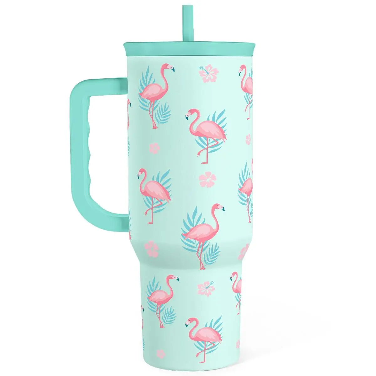 SANDJEST 40oz Summer Insulated Stainless Steel Tumbler with Handle & Straw, Cup Holder Friendly for Travel, Portable Vacuum Flask, Hot/Cold Insulation, Great Gifts for Mom Girls Her Women