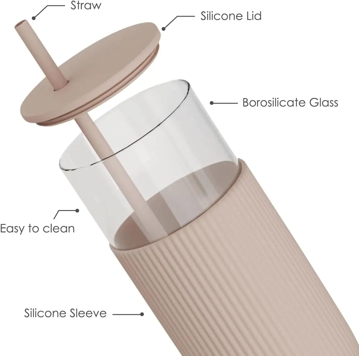 20oz Glass Tumbler with Silicone Sleeve & Straw, Aesthetic Cup Ideal for Hot & Cold Drinks Smoothie Iced Coffee, Gift for Her Women Girl