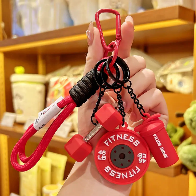 Fitness Keychain Set, MSilicone Dumbbell Kettlebell Weight Plate Keychains, Cute Keychain Gym Accessories for Men Women keychain  gift high quality fashion jewelry jew lery