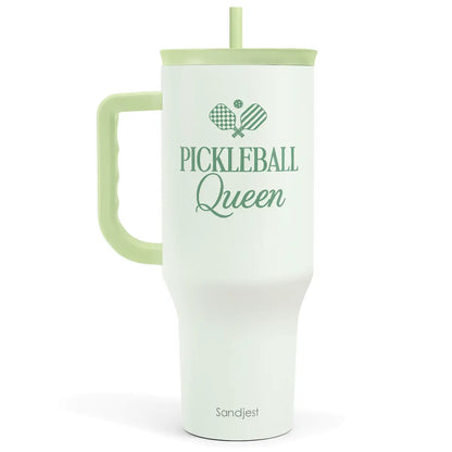 SANDJEST 40oz Summer Insulated Stainless Steel Tumbler with Handle & Straw, Cup Holder Friendly for Travel, Portable Vacuum Flask, Hot/Cold Insulation, Great Gifts for Mom Girls Her Women
