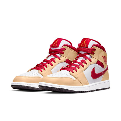 Air Jordan 1 Mid “Light Curry Cardinal Red”