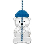 Viral Bearista Cold Cup for 2026 Holiday Collection Nostalgia Cute Bear Cup With Striped Straw 20oz High-Quality Glass Tumbler for Smoothies Boba & Beverage  Iced Coffee Glass Gifts colorful glass cup practical gift