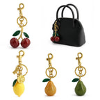 Charming Cherry Design Keychain Bag Charms Fashionable Durable Alloy Keychain for Women Girls Trendy All-match Exquisite Gift