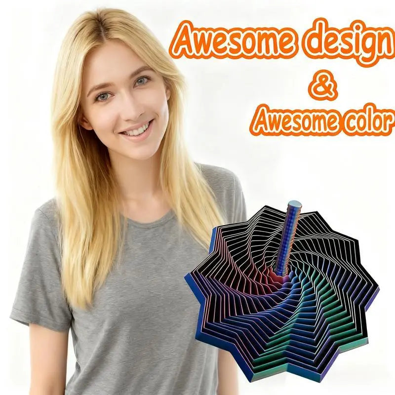3D Printed Expanded Sensory Fidget Star, New Stress Relief Sensory Whirling Spiral with Handle, Very Satisfying Sight and Sound with Hypnotizing Visual Fidget Toy