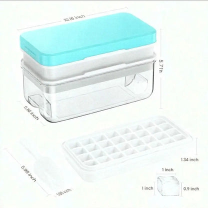 Flycity Stackable Ice Cube Tray Set with Lid and Bin – 64/96 Cubes,BPA Free,Easy-Release Ice Molds for Freezer,Includes Scoop Containers Utensils