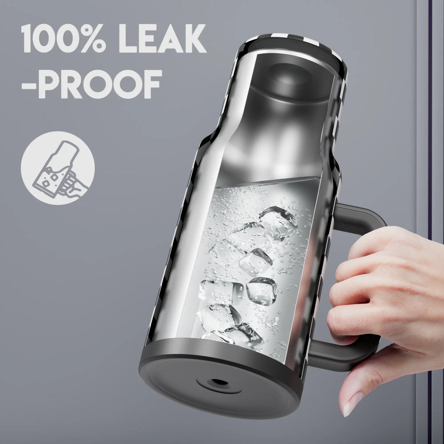 Meoky Plaid 40oz Travel Tumbler with Handle - Stainless Vacuum Flask, Leak-Proof Insulated Mug, Reusable Chiller Bottle, Non-Slip Base, Car-Friendly, BPA-Free,Flasks, Reusable Chiller Bottle Vacuum Flasks #TikTokShopSummerSale