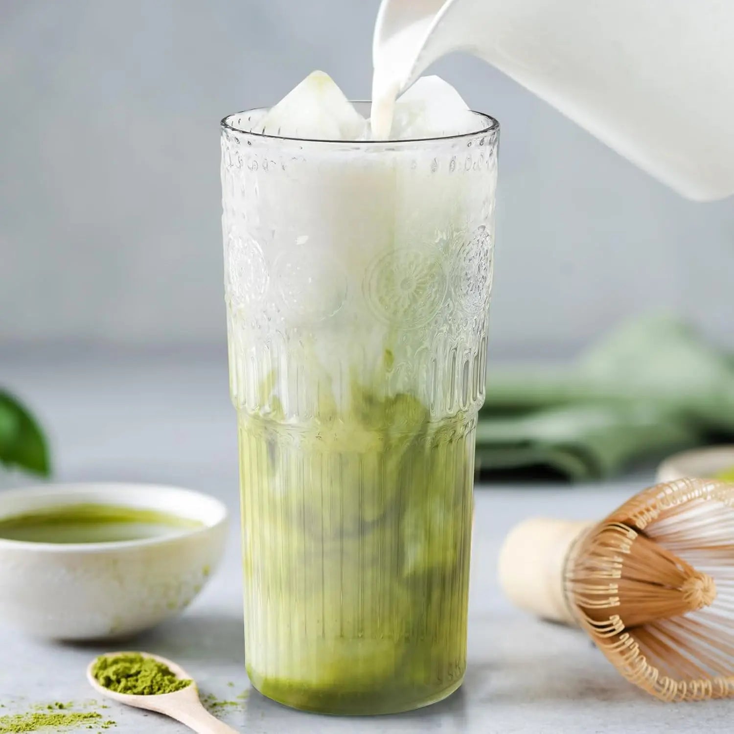 【Father's Day Gift】Glass Iced Coffee Cup With Lids and Straws, 24 OZ High Borosilicate Glass Tumbler for Water Smoothie Juice Drinks, Modern Glass Mug for Cold & Hot Beverages