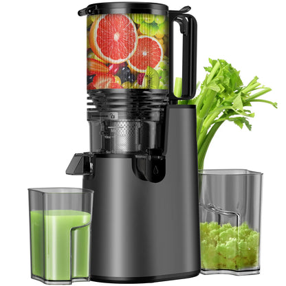 LQZ 350W Cold Press Juicer - Slow Masticating, 5.4 Inch Feed Chute, High Juice Yield, Easy Clean, 55rpm Technology for Whole Fruits & Veggies,Summer Glow