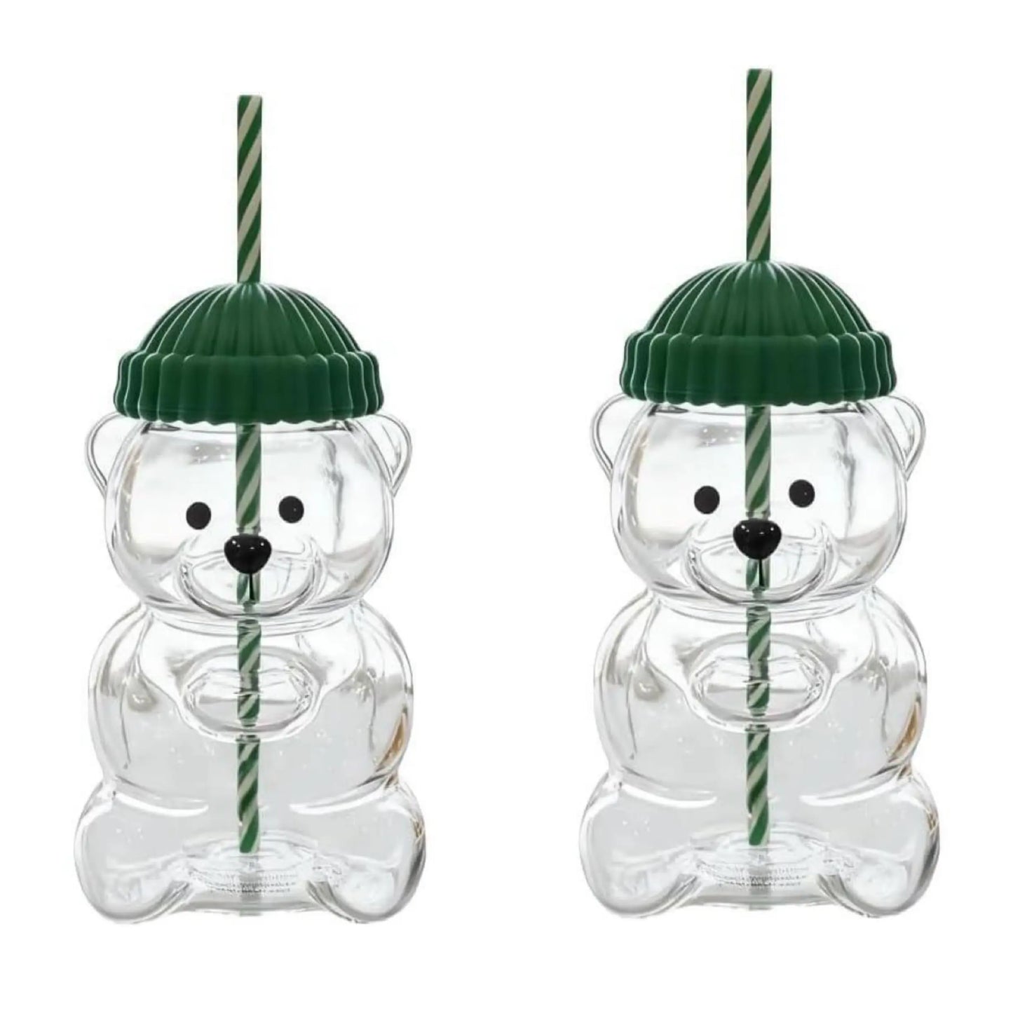 Viral Bearista Cold Cup for 2026 Holiday Collection Nostalgia Cute Bear Cup With Striped Straw 20oz High-Quality Glass Tumbler for Smoothies Boba & Beverage  Iced Coffee Glass Gifts colorful glass cup practical gift