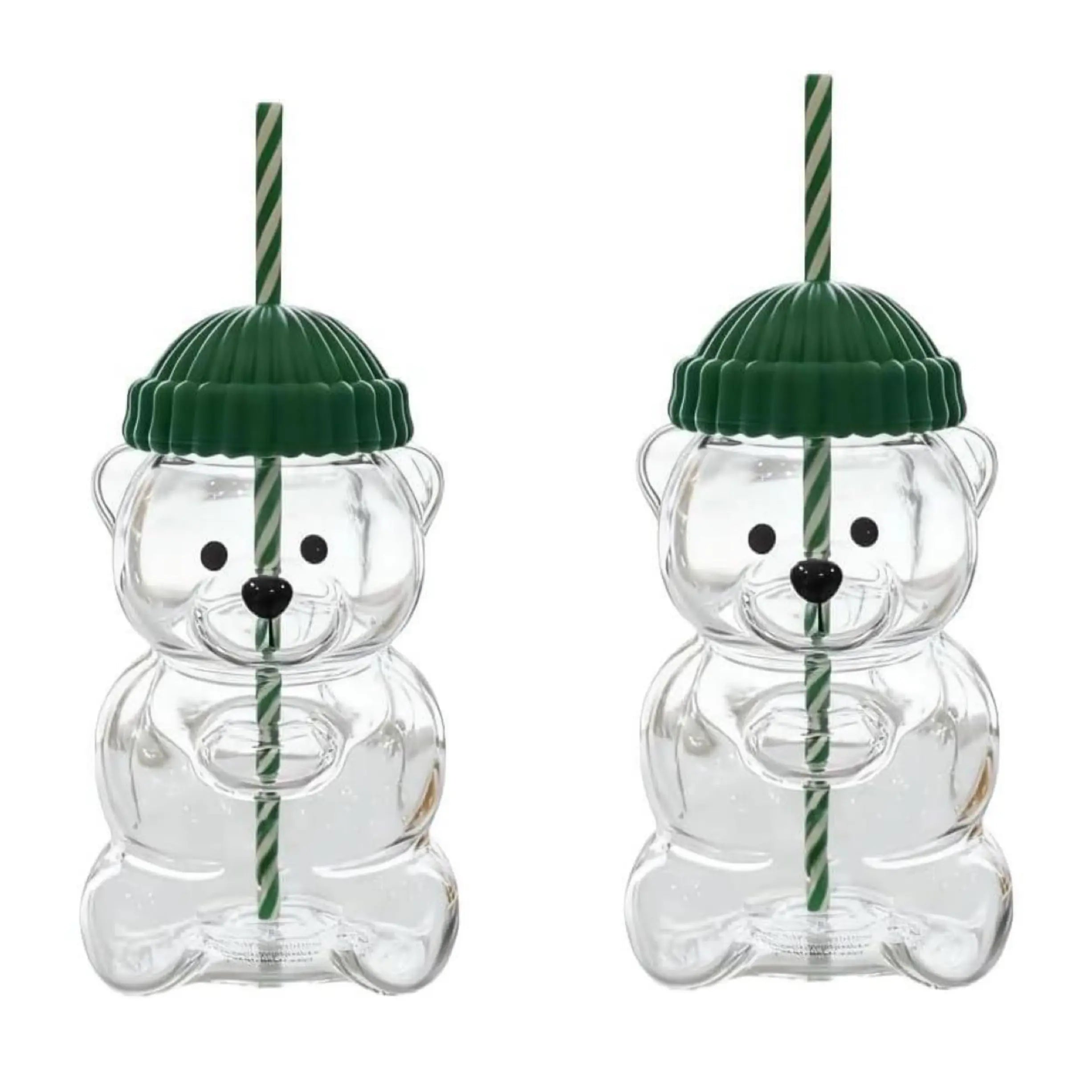 Viral Bearista Cold Cup for 2026 Holiday Collection Nostalgia Cute Bear Cup With Striped Straw 20oz High-Quality Glass Tumbler for Smoothies Boba & Beverage  Iced Coffee Glass Gifts colorful glass cup practical gift