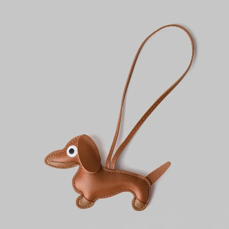 Dog bag ornament, suitable for wallets and handbags - cute PU sausage dog key ornament Stylish Backpack Charm Street Style Charm