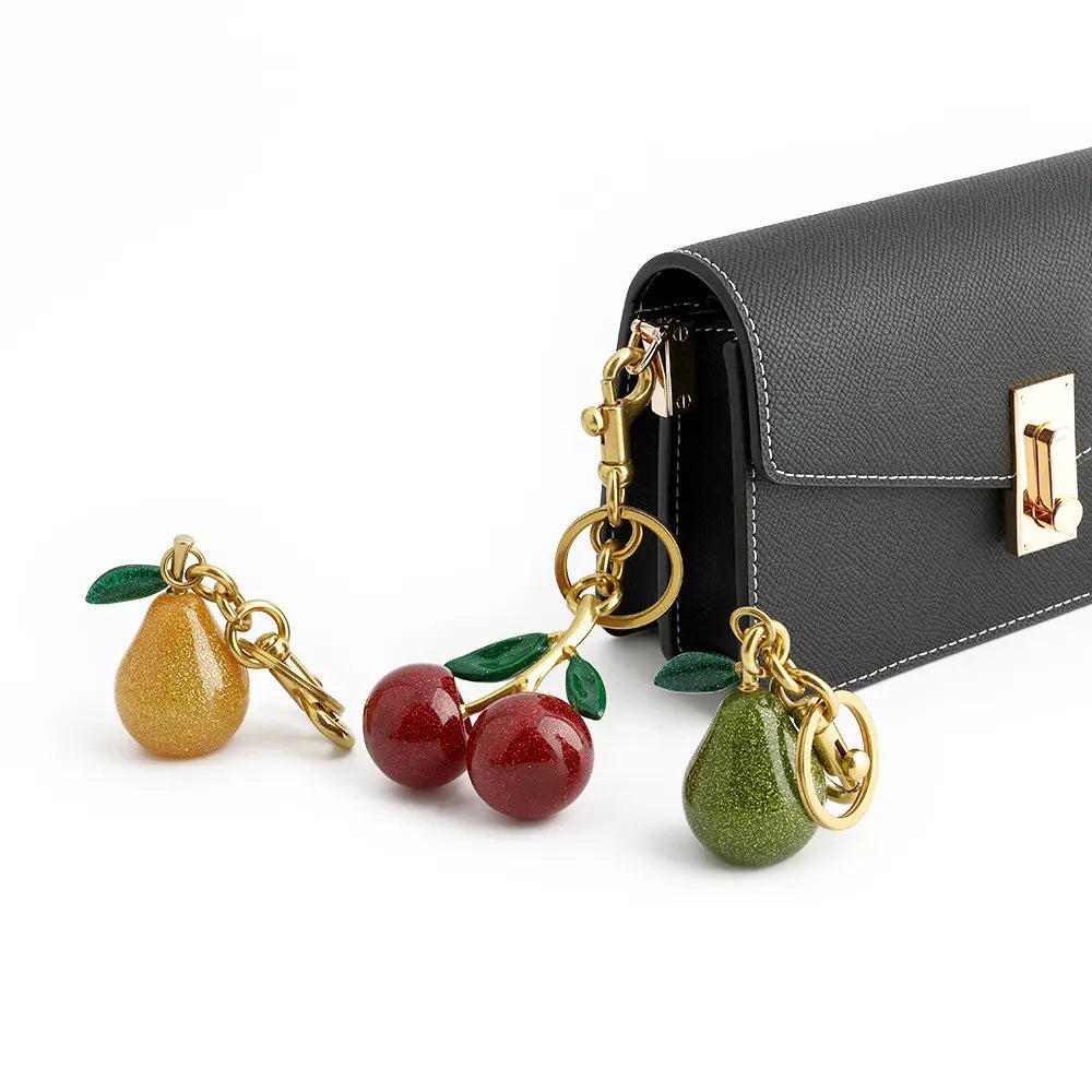 Charming Cherry Design Keychain Bag Charms Fashionable Durable Alloy Keychain for Women Girls Trendy All-match Exquisite Gift
