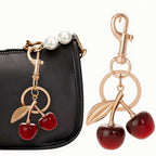 Cute Cherry Design Keychain, Bag Charms, Fashionable Alloy Keychain for Women & Girls, Trendy All-match & Exquisite Keychain for Birthday Gift