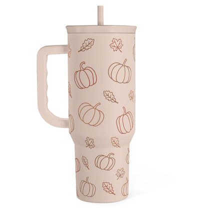 SANDJEST 40oz Summer Insulated Stainless Steel Tumbler with Handle & Straw, Cup Holder Friendly for Travel, Portable Vacuum Flask, Hot/Cold Insulation, Great Gifts for Mom Girls Her Women