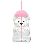 Viral Bearista Cold Cup for 2026 Holiday Collection Nostalgia Cute Bear Cup With Striped Straw 20oz High-Quality Glass Tumbler for Smoothies Boba & Beverage  Iced Coffee Glass Gifts colorful glass cup practical gift