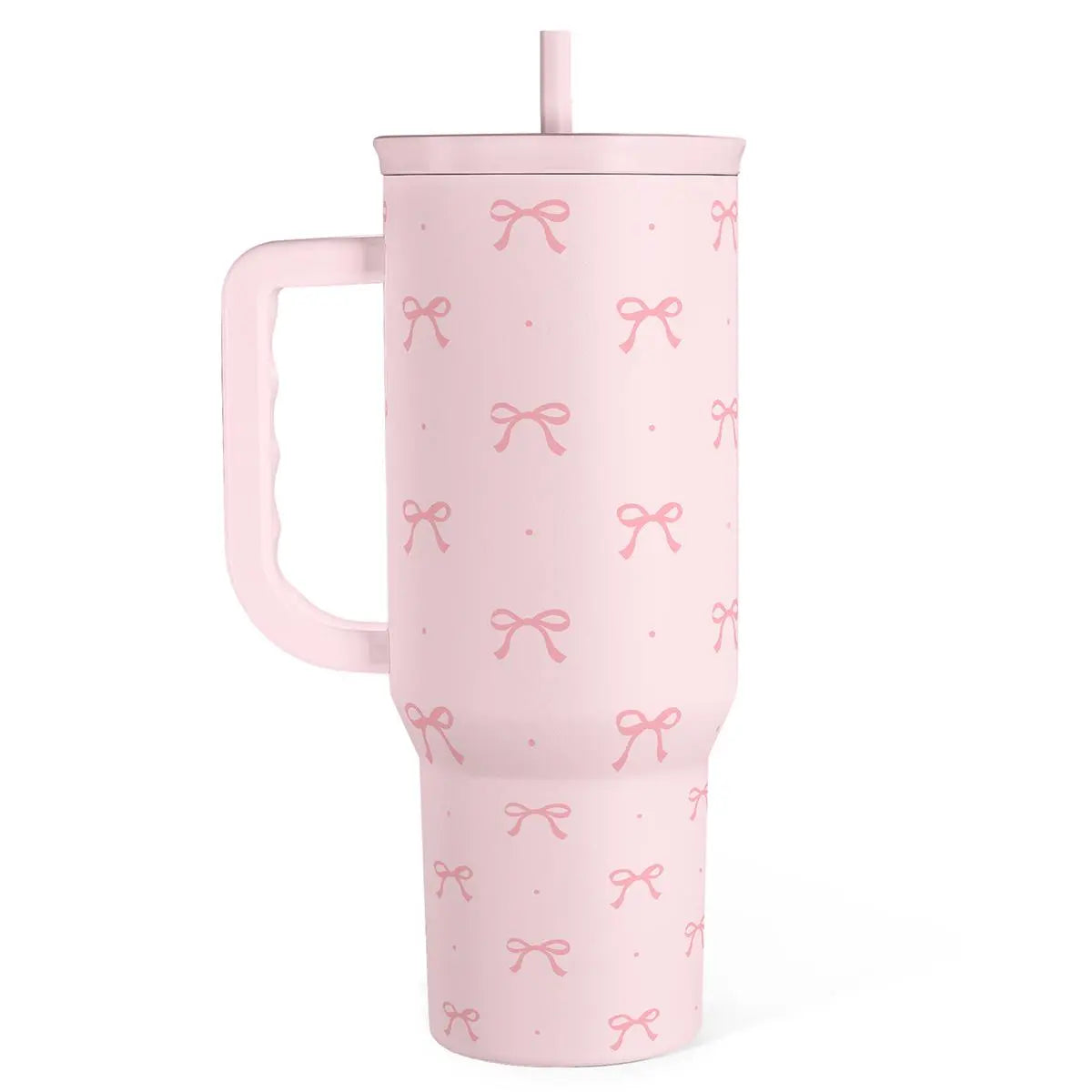 SANDJEST 40oz Summer Insulated Stainless Steel Tumbler with Handle & Straw, Cup Holder Friendly for Travel, Portable Vacuum Flask, Hot/Cold Insulation, Great Gifts for Mom Girls Her Women