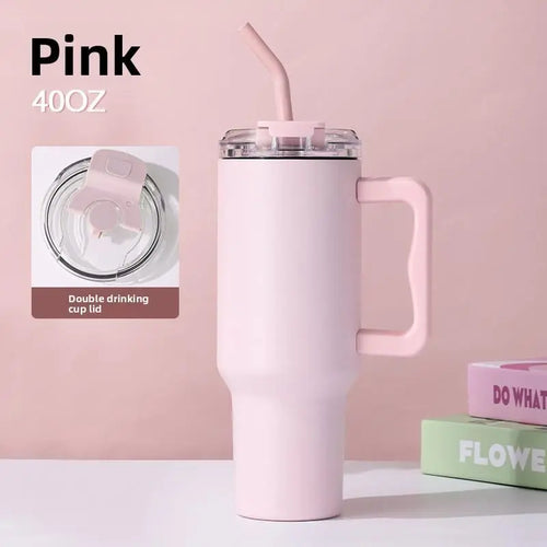 40Oz Car Cup Thick 304 Stainless Steel Vacuum Cup Large Capacity Car Water Cup Leakproof Vacuum Cup Reusable Straw