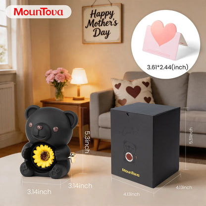 【Buy 2 Get 1 Free】Mountova Lucky Sunflower Bear Necklace Gift Box Set, Romantic Jewelry for Mom, Daughter, Girlfriend, Birthday & Anniversary, Cute Room Decor,Father's Day Gifts, Back-to-School Gifts Bling Chain,#tiktokshopsummersale