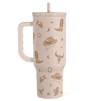 SANDJEST 40oz Summer Insulated Stainless Steel Tumbler with Handle & Straw, Cup Holder Friendly for Travel, Portable Vacuum Flask, Hot/Cold Insulation, Great Gifts for Mom Girls Her Women