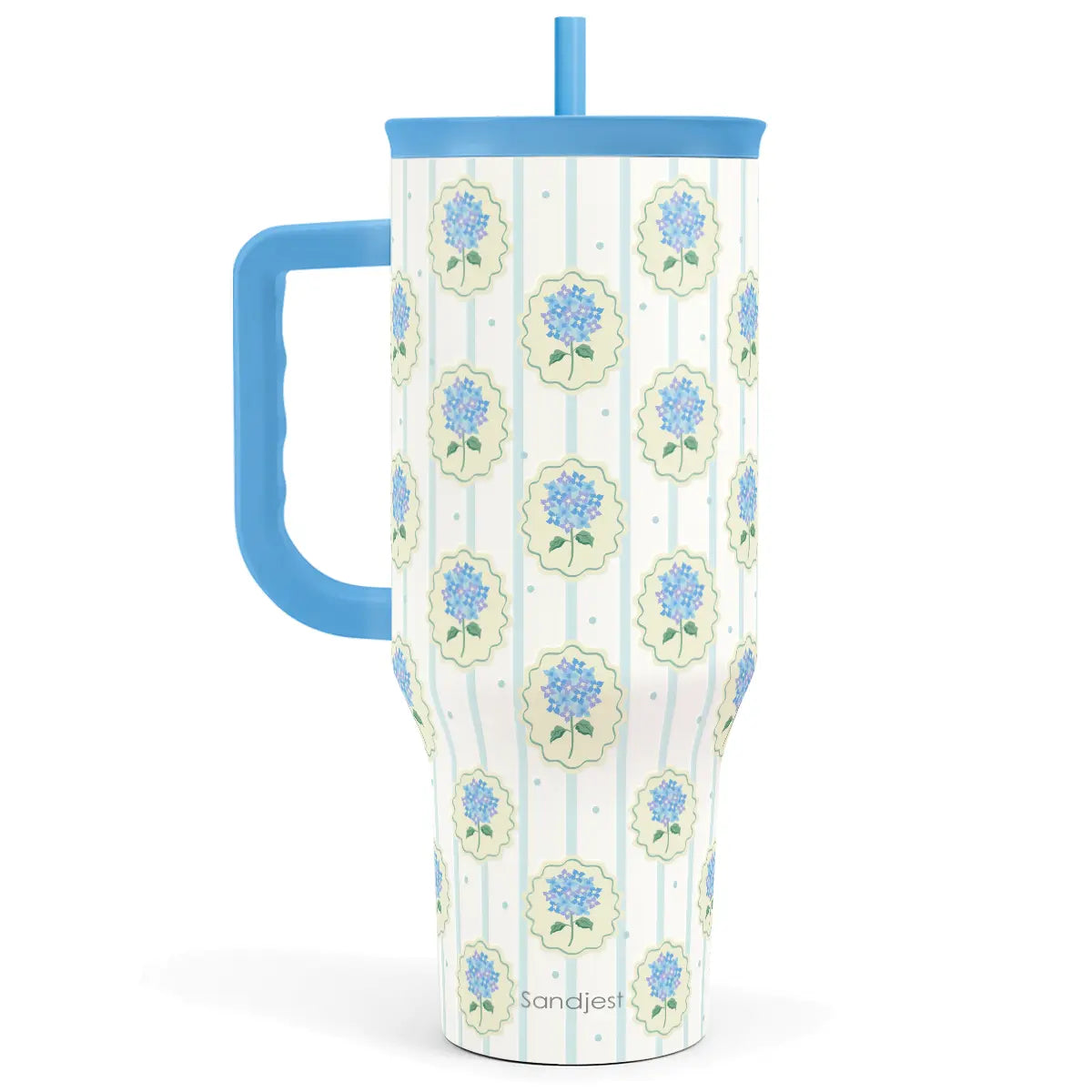 SANDJEST 40oz Summer Insulated Stainless Steel Tumbler with Handle & Straw, Cup Holder Friendly for Travel, Portable Vacuum Flask, Hot/Cold Insulation, Great Gifts for Mom Girls Her Women