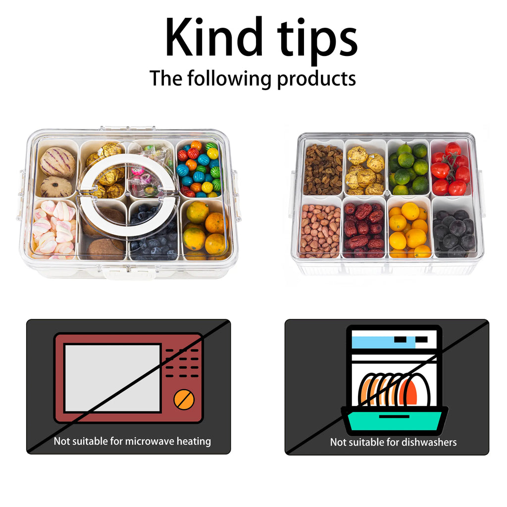 Snackle Box Container with Lid Travel Charcuterie Box with Handle Organizer for Candy, Fruit, Nuts, Veggies, Snacks, Beach Essentials, Portable Lunch Box (Pink, Blue, White)