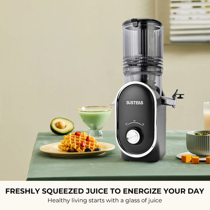 SUSTEAS Cold Press Juicer, 5.3 Inch Large Feed Opening, Slow Masticator Chute, For Whole Vegetables and Fruits, High Yield, Easy to Clean Springtok Steel,summerwins summerwins