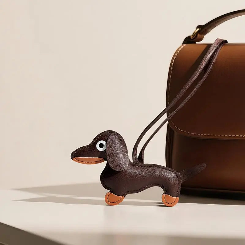 Dog bag ornament, suitable for wallets and handbags - cute PU sausage dog key ornament Stylish Backpack Charm Street Style Charm