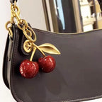 Charming Cherry Design Keychain Bag Charms Fashionable Durable Alloy Keychain for Women Girls Trendy All-match Exquisite Gift