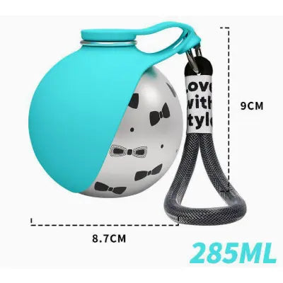 Stainless Steel Pet Water Bottle with Drinking Basin - 285ml Leak-Proof Mess-Free Travel Bottle for Dogs, Perfect for Walks & Road Trips, Mess-Free Water Bottles