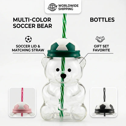 20oz Cute Bear Soccer Cup – Fun Sports-Themed Drink Bottle for Kids, Teens & Adults – School, Parties, Travel & Everyday Hydration