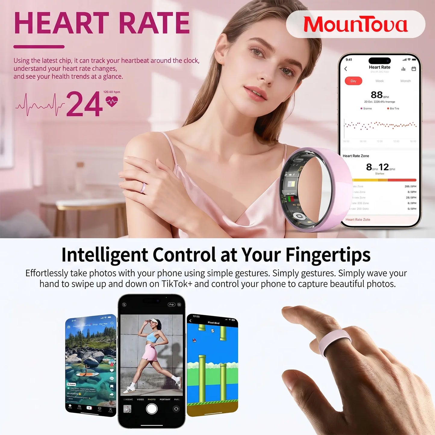 2026 AI Smart Ring for Women – Health & Fitness Tracker with Heart Rate, Blood Oxygen, Sleep, Temperature, Stress & Cycle Monitoring, IP68 Waterproof, 5-7 Day Battery, iOS & Android, Charging Case,#tiktokshopsummersale