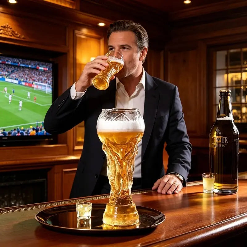 Beer Glass, 800/600ml Soccer Cup Shaped Drinking Cup for Viewing Parties, Suitable for Game Days, Parties, and Event Gatherings, Gift for Father