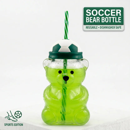 20oz Cute Bear Soccer Cup – Fun Sports-Themed Drink Bottle for Kids, Teens & Adults – School, Parties, Travel & Everyday Hydration