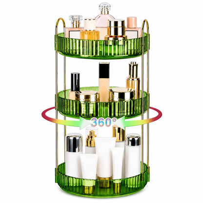 Raybee 360 Rotating Makeup Organizer, Large 2-3 Tier Acrylic Cologne Perfume Holder for Vanity Countertop,Dorm, Steady Lazy Susan Cosmetics Storage Organizer, Space Saving Fragrance Display Tower for Figures Lipsticks Brushes, Perfect for Back to School