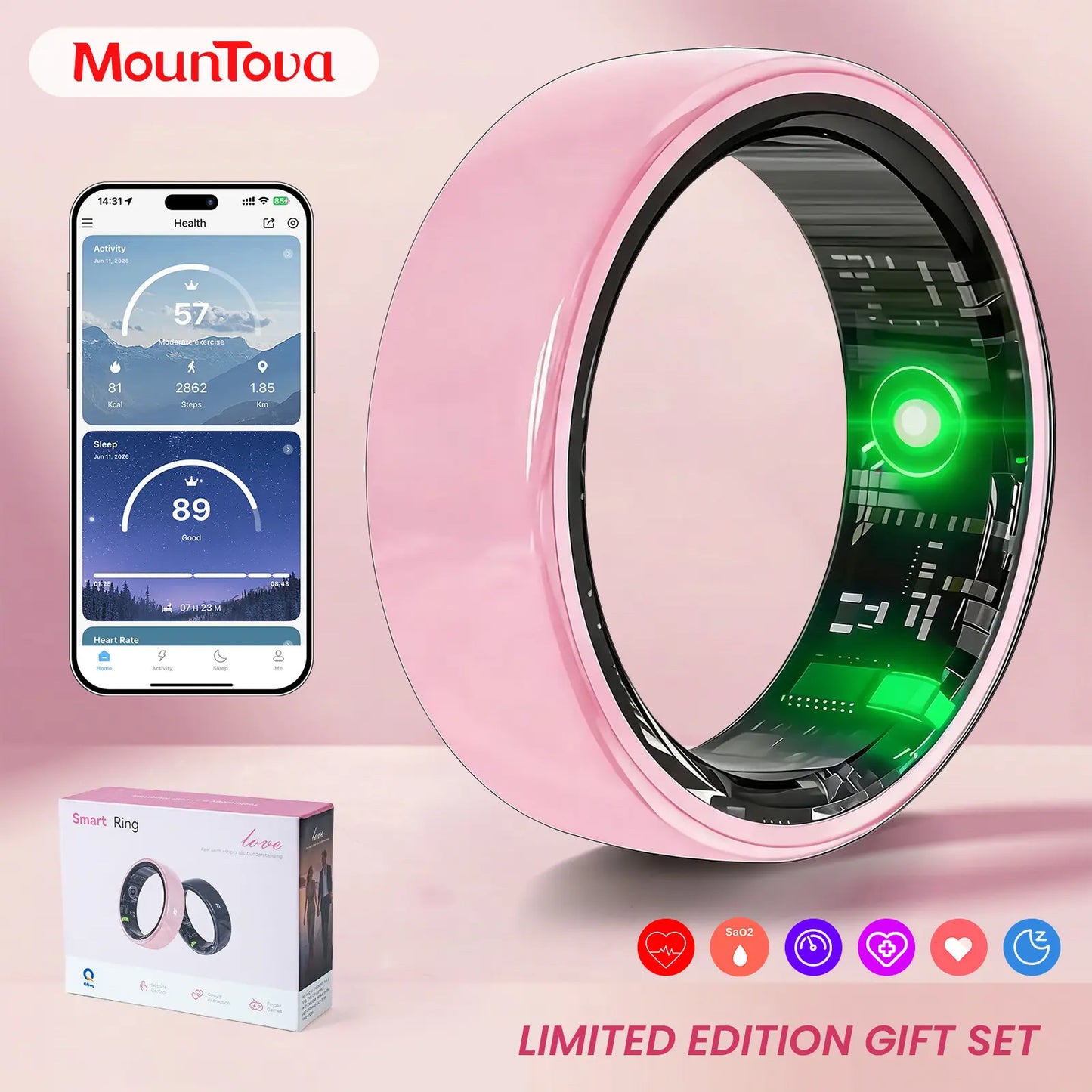 2026 AI Smart Ring for Women – Health & Fitness Tracker with Heart Rate, Blood Oxygen, Sleep, Temperature, Stress & Cycle Monitoring, IP68 Waterproof, 5-7 Day Battery, iOS & Android, Charging Case,#tiktokshopsummersale
